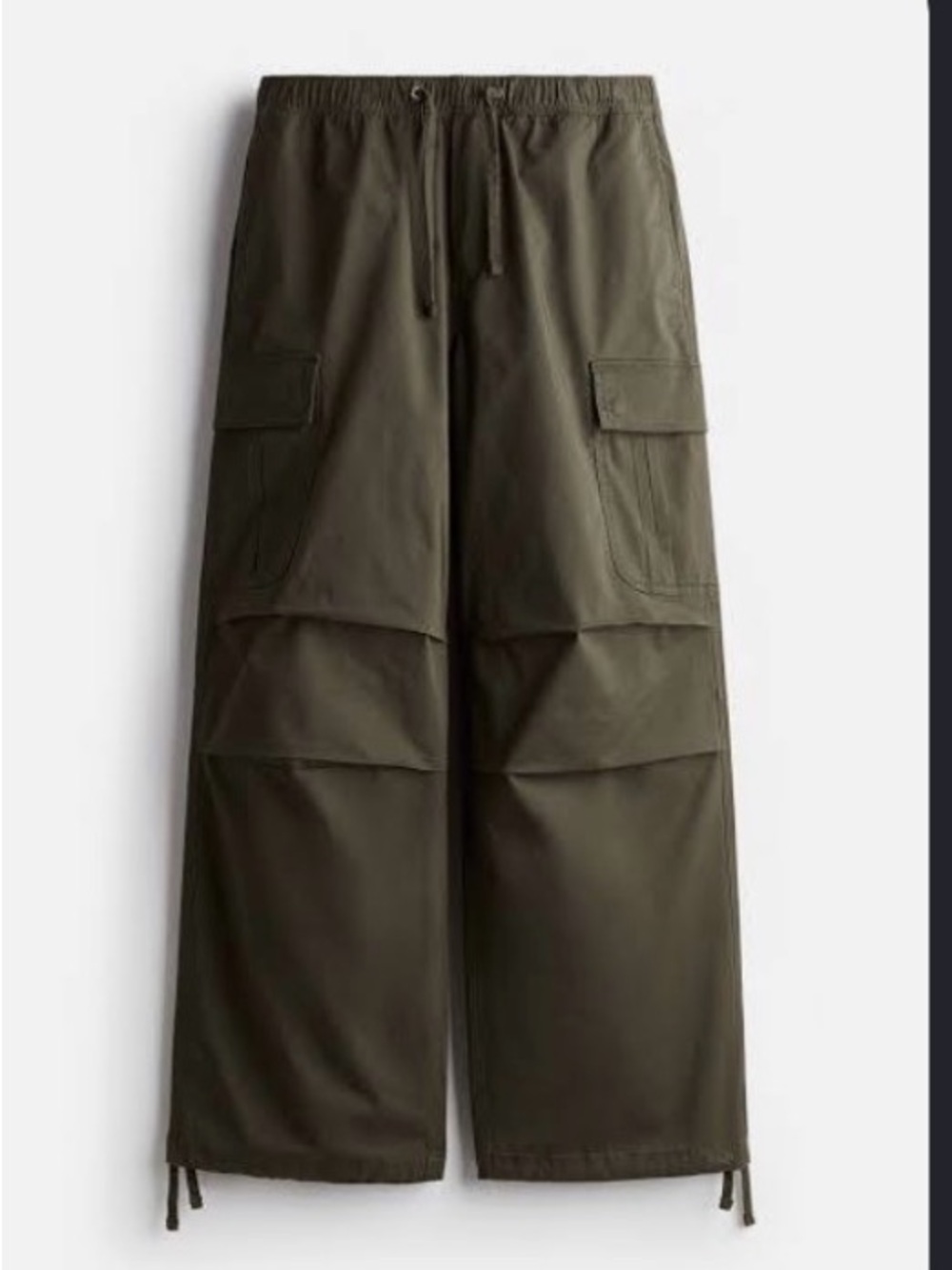 H&M Olive Green Cargo Wide-Leg Pants